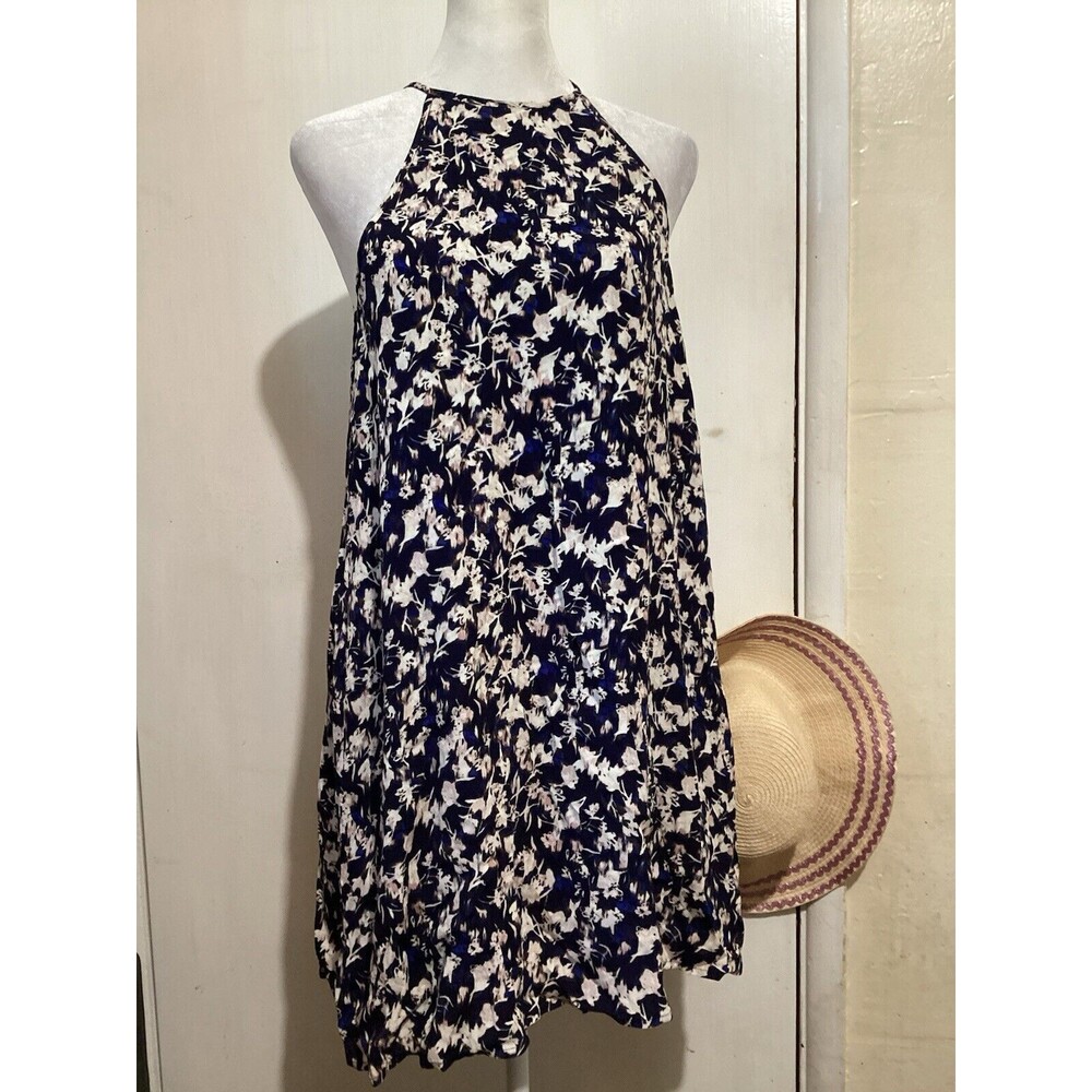 Talula Cosmio Midi Floral Backless Dress Sleeveless Navy Blue XS